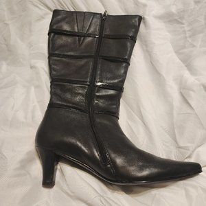 BLACK STRAP WIDE CALVE BOOTS